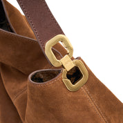 Brown Suede Slouchy Hobo Bag with Fireworks Charm