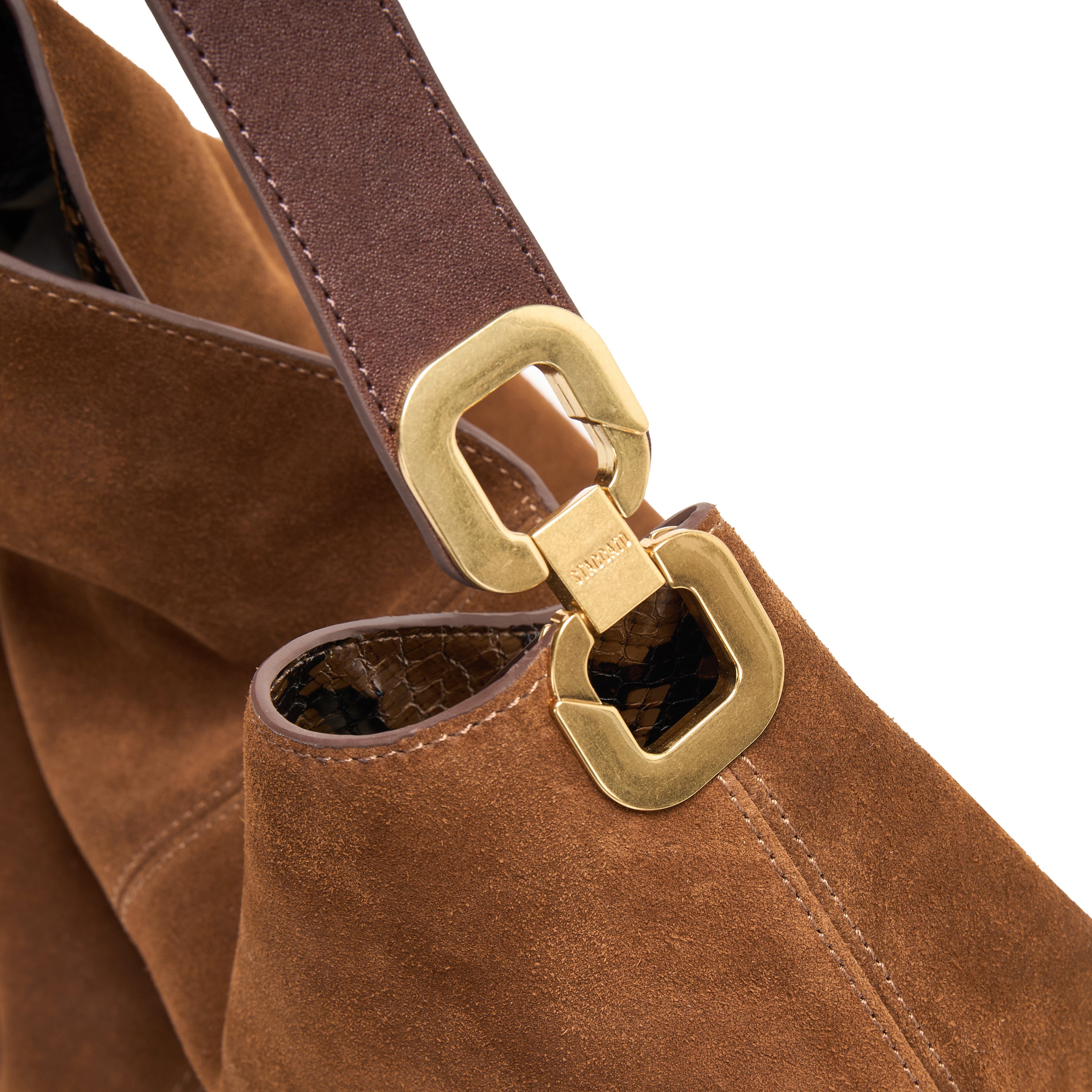 Brown Suede Slouchy Hobo Bag with Fireworks Charm
