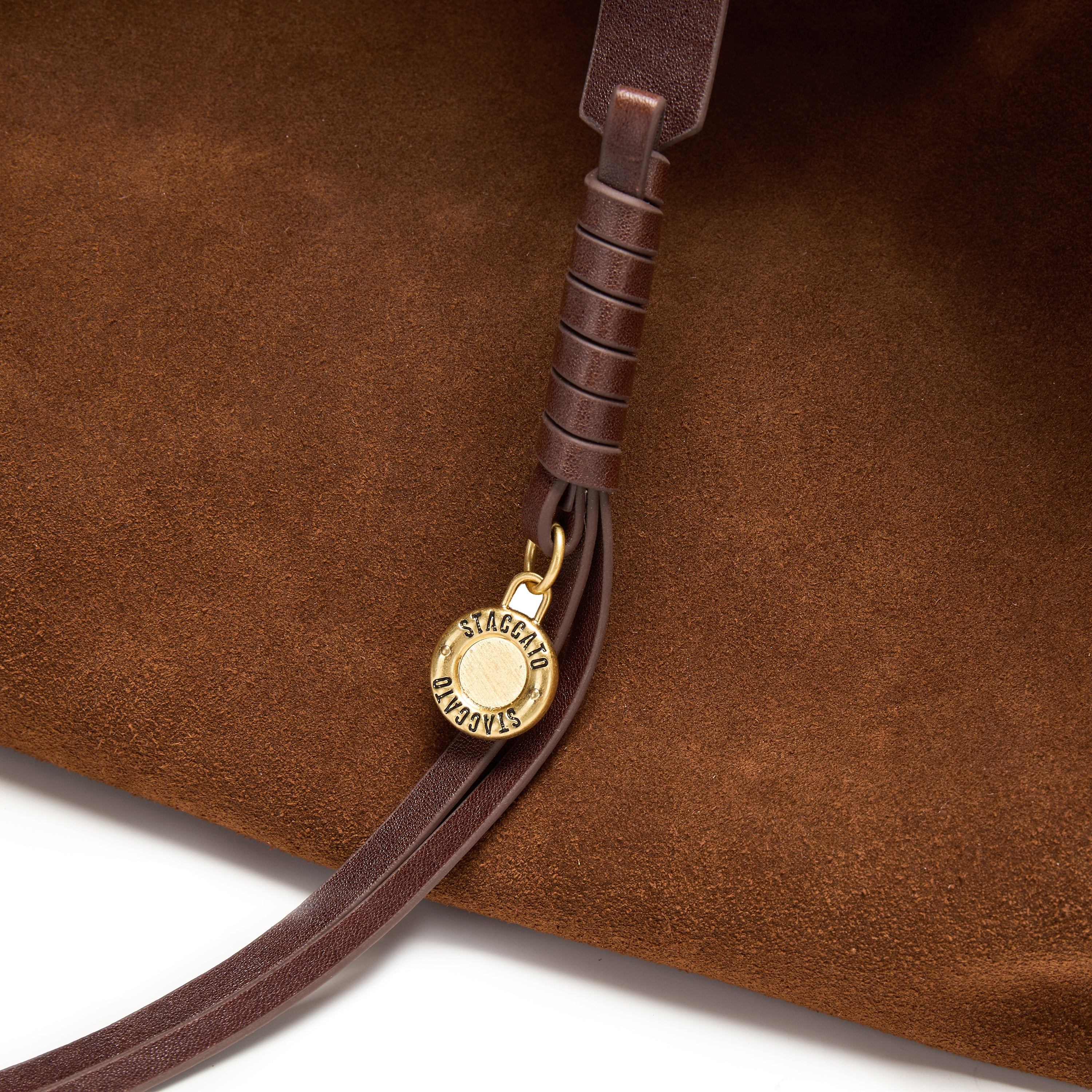 Brown Suede Slouchy Hobo Bag with Fireworks Charm