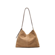 Beige Suede Slouchy Hobo Bag with Fireworks Charm