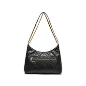 Black Quilted Leather Chain Tote Bag