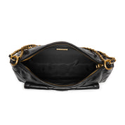 Black Quilted Leather Chain Tote Bag