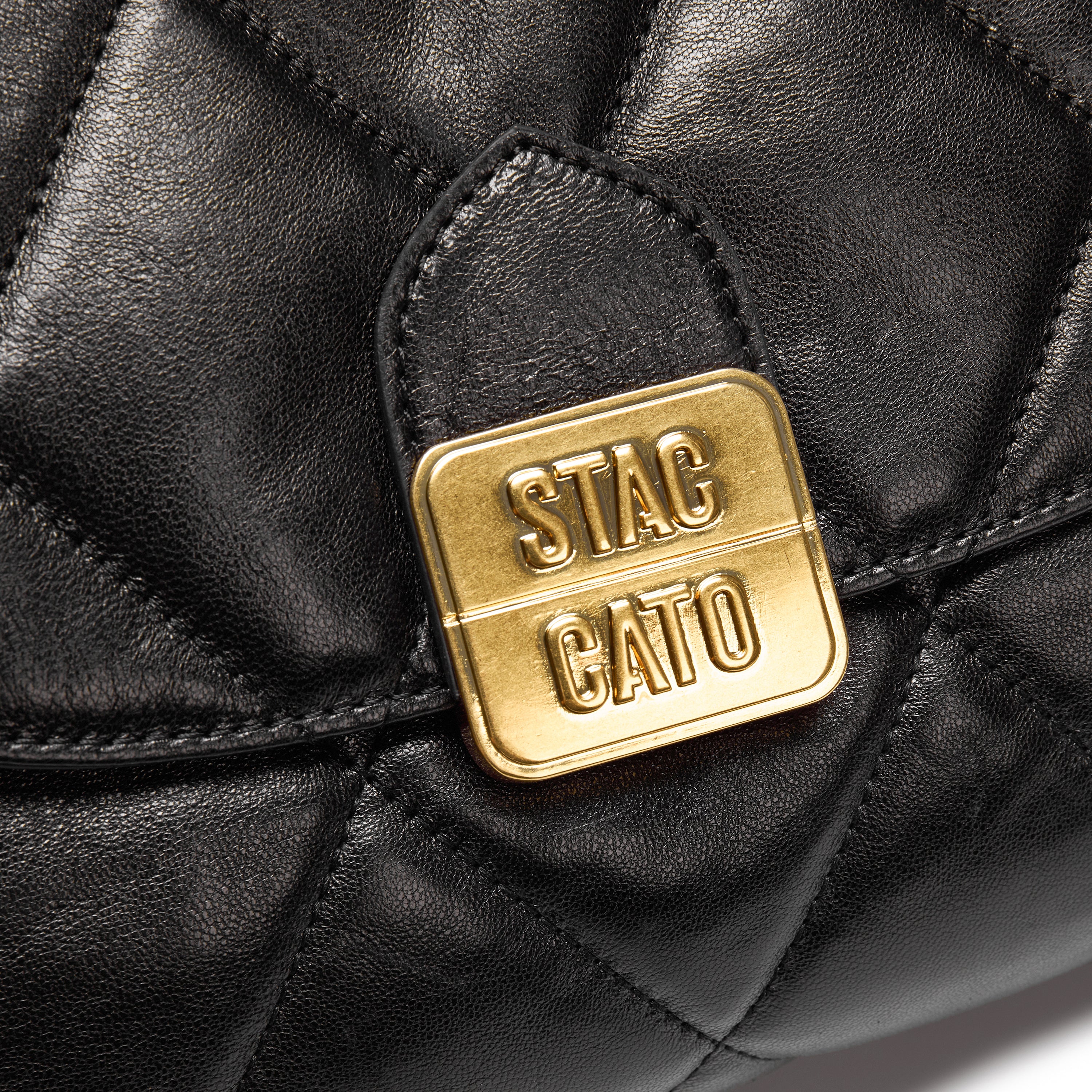 Black Quilted Leather Chain Tote Bag