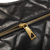 Black Quilted Leather Chain Tote Bag