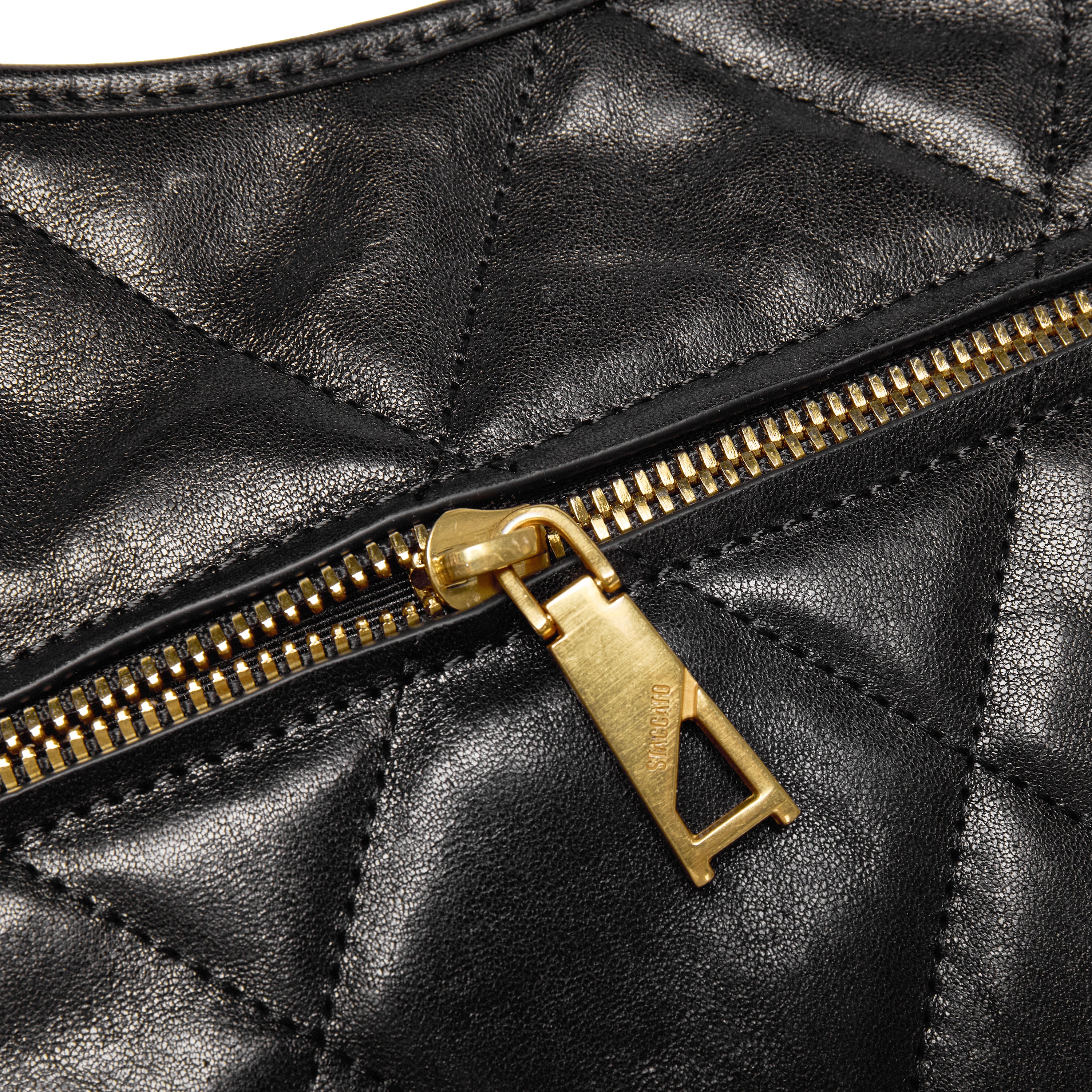 Black Quilted Leather Chain Tote Bag