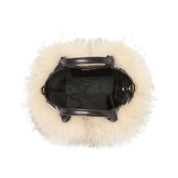 Taupe Fluffy Faux Fur Mini Tote with  Leather Handles & Strap
