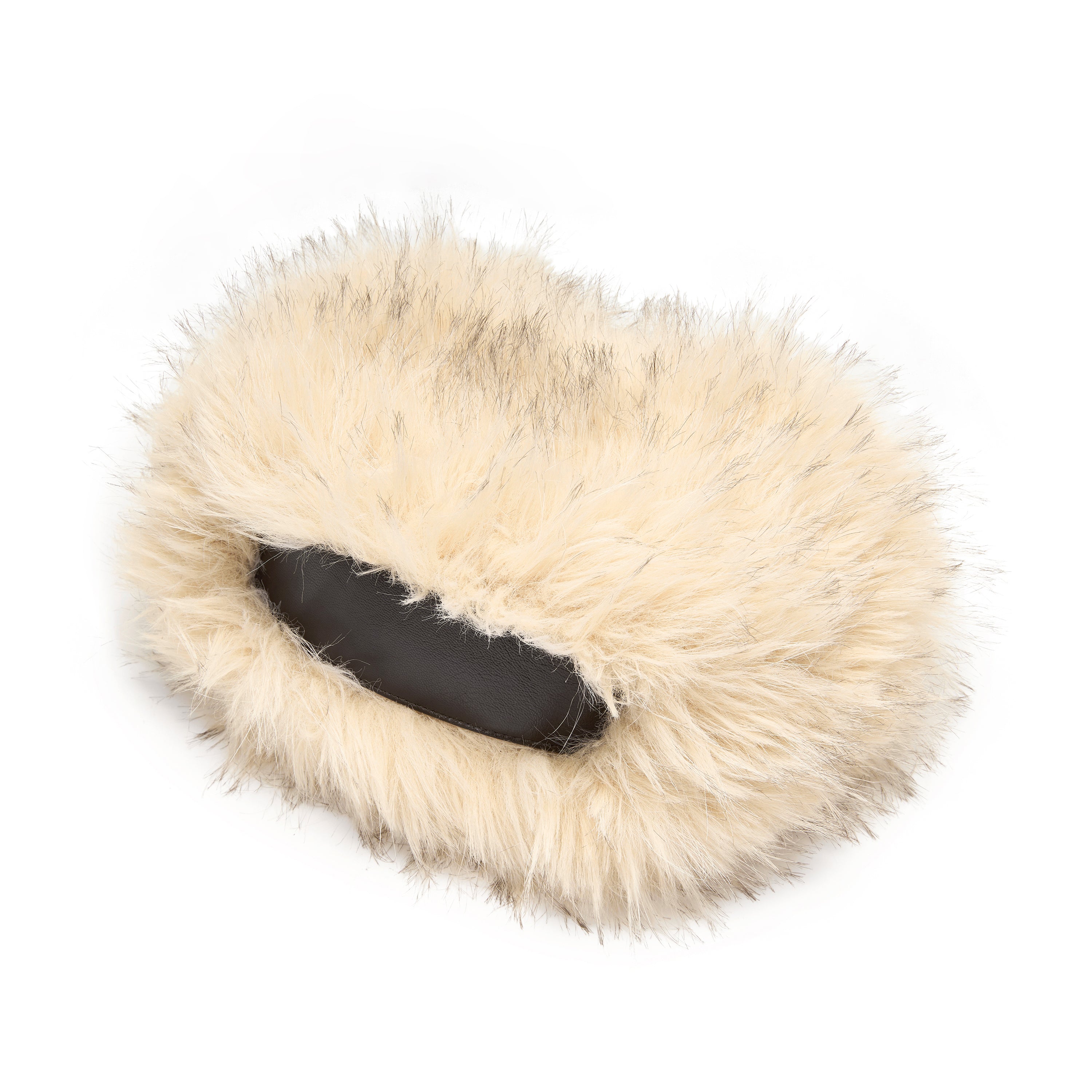 Taupe Fluffy Faux Fur Mini Tote with  Leather Handles & Strap