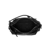 Black Glossy Leather Shoulder Hobo Bag