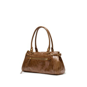Rusty Brown Vintage Glossy Leather Satchel Shoulder Bag