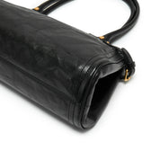 Black Vintage Glossy Leather Satchel Shoulder Bag