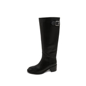 Black Elegant Under Knee Riding Boots