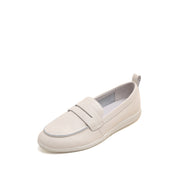 White Leather Penny Loafers