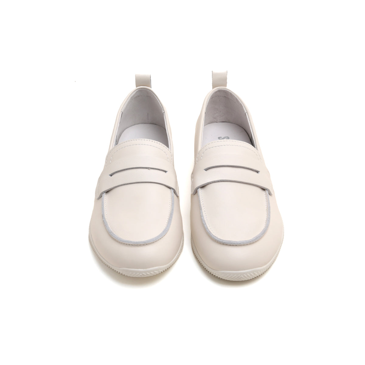 White Leather Penny Loafers