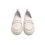 White Leather Penny Loafers
