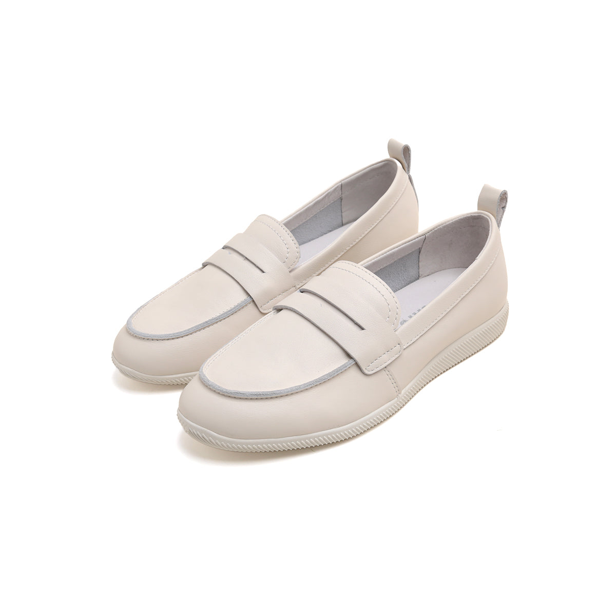 White Leather Penny Loafers