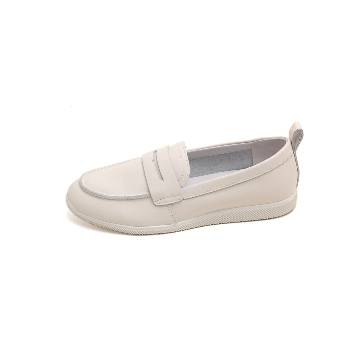 White Leather Penny Loafers