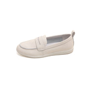 White Leather Penny Loafers