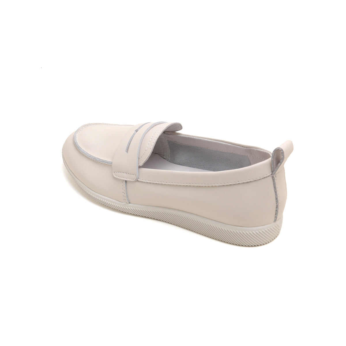 White Leather Penny Loafers