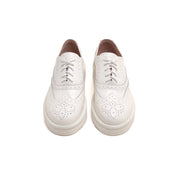 White Leather Platform Oxford Shoes