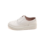 White Leather Platform Oxford Shoes