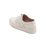 White Leather Platform Oxford Shoes