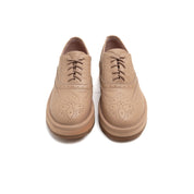 Taupe Leather Platform Oxford Shoes