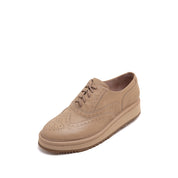 Taupe Leather Platform Oxford Shoes