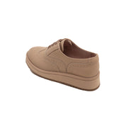 Taupe Leather Platform Oxford Shoes