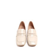 Beige Bamboo Penny Heeled Loafers
