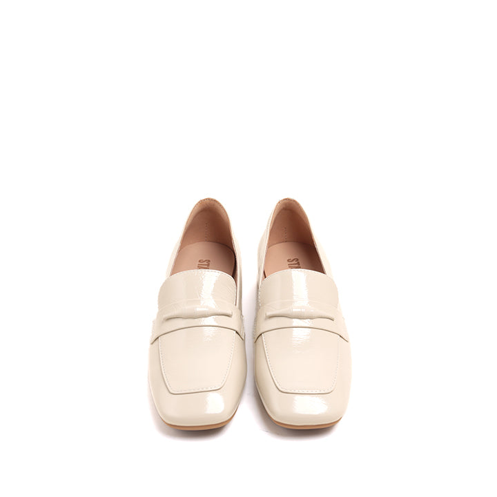 Beige Bamboo Penny Heeled Loafers