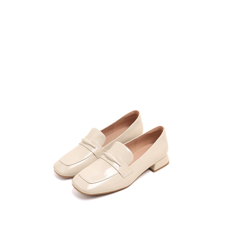 Beige Bamboo Penny Heeled Loafers
