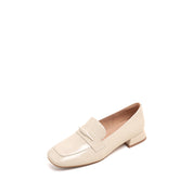 Beige Bamboo Penny Heeled Loafers