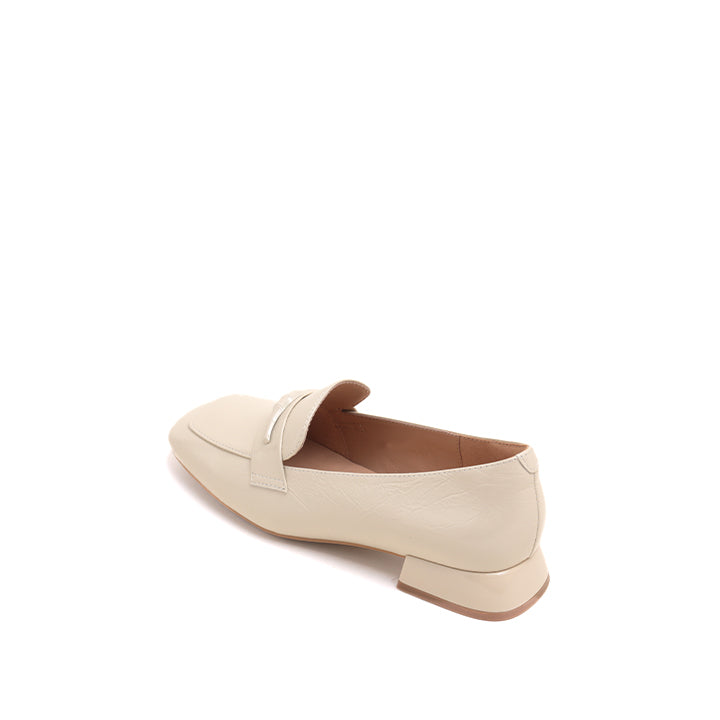 Beige Bamboo Penny Heeled Loafers