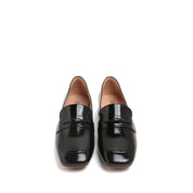 Black Bamboo Penny Heeled Loafers