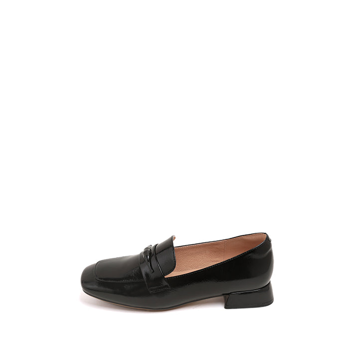Black Bamboo Penny Heeled Loafers
