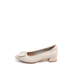 Load image into Gallery viewer, Beige Square Buckle Leather Pumps
