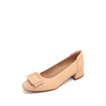 Load image into Gallery viewer, Taupe Bow Square Buckle Pumps
