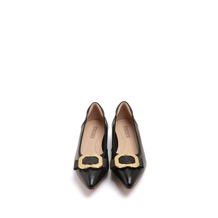 Black Pointed Toe Buckle Pumps