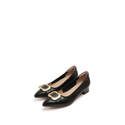 Black Pointed Toe Buckle Pumps
