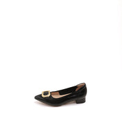 Black Pointed Toe Buckle Pumps