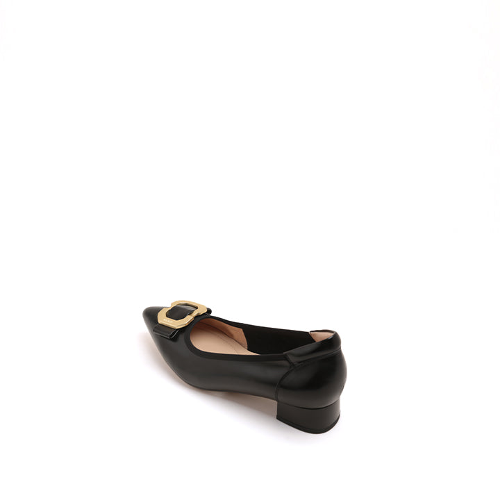 Black Pointed Toe Buckle Pumps