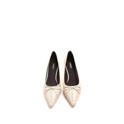 White Leather Bow Heels