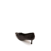 Black Leather Bow Heels