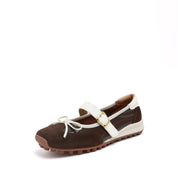Brown Mary Jane Sneakers with White Bow