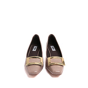 Pastel Patent Calf Square Buckle Heel Pumps