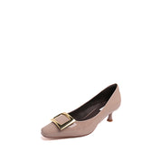 Pastel Patent Calf Square Buckle Heel Pumps