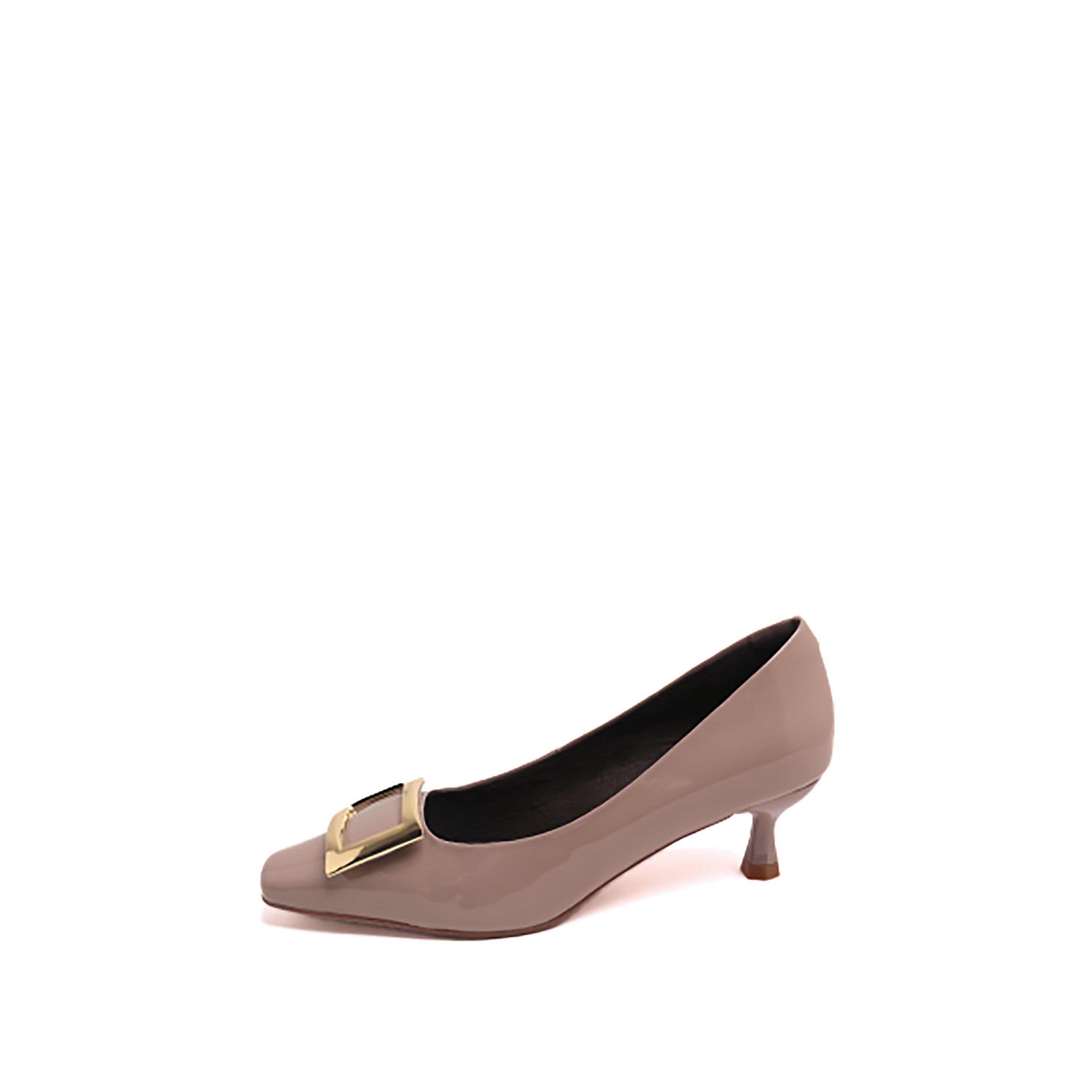 Pastel Patent Calf Square Buckle Heel Pumps