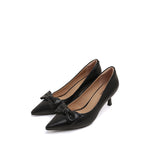 Load image into Gallery viewer, Black Bow Pointy  Leather Pumps
