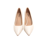 Beige Pointy Leather Pumps