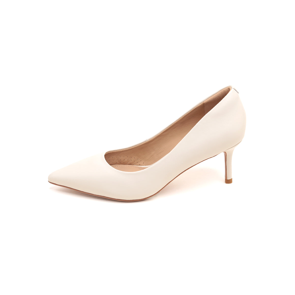 Beige Pointy Leather Pumps